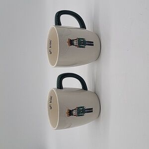 Rae Dunn Nutcracker Mug Happy Holidays Green x 2